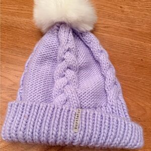 Lavender Knit Hat with Pom-Pom